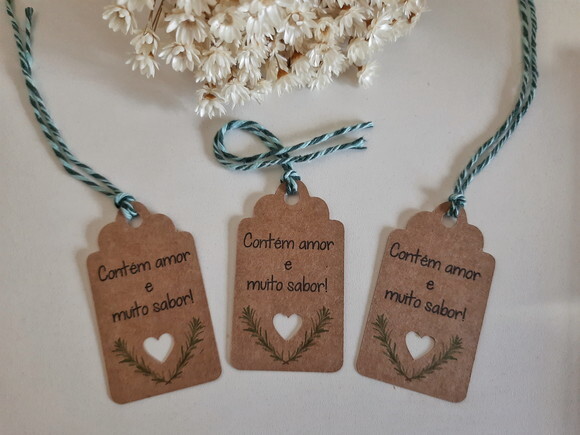 Tag Contém Amor e muito sabor c/ 50 Un