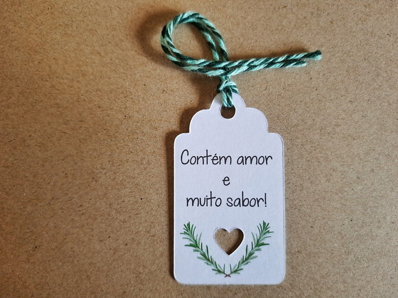 Tag Contém Amor e muito sabor c/ 50 Un