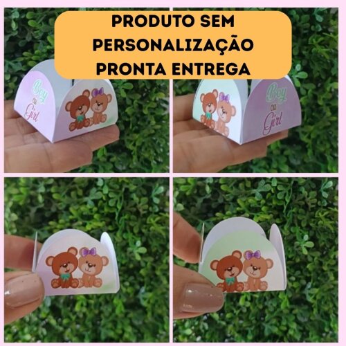 50 FORMINHAS DE DOCINHO OU BRIGADEIRO CHÁ REVELAÇÃO VERDE E LILÁS Ursinho / SEM PERSONALIZAÇÃO