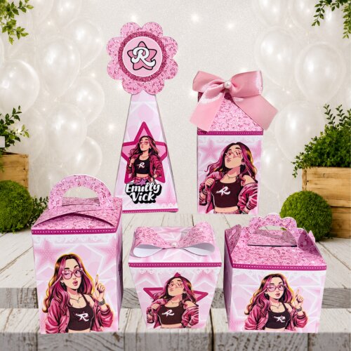 Kit Caixinhas Emily Vick / Clube dos rosa /Lembrancinha de Festa Infantil / JÁ COLADAS