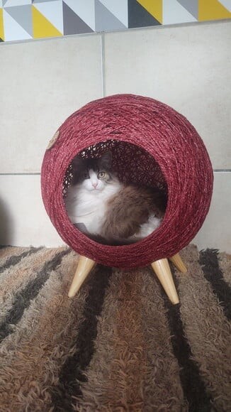 Toca Retrô em Sisal Vermelho para Gatos