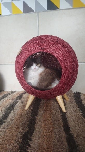 Toca Retrô em Sisal Vermelho para Gatos