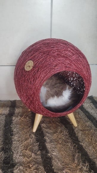Toca Retrô em Sisal Vermelho para Gatos