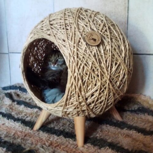 Toca Retrô Pezinho em Sisal para Gatos