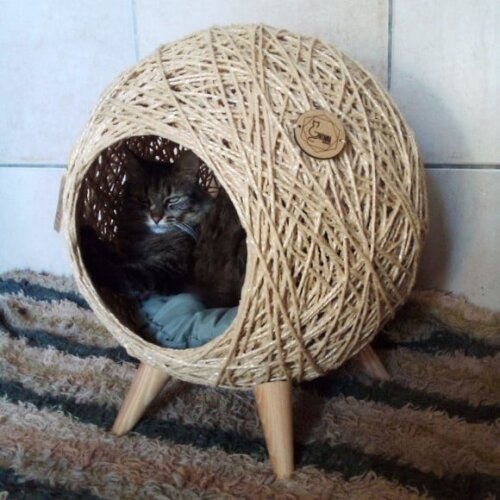 Toca Retrô Pezinho em Sisal para Gatos