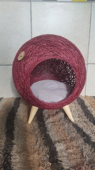 Toca Retrô em Sisal Vermelho para Gatos