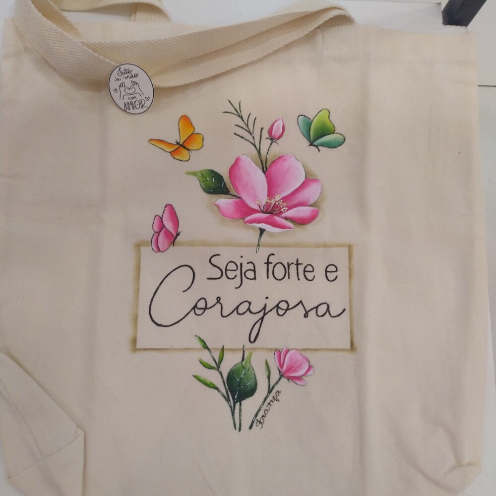 Sacola em algodão cru frase