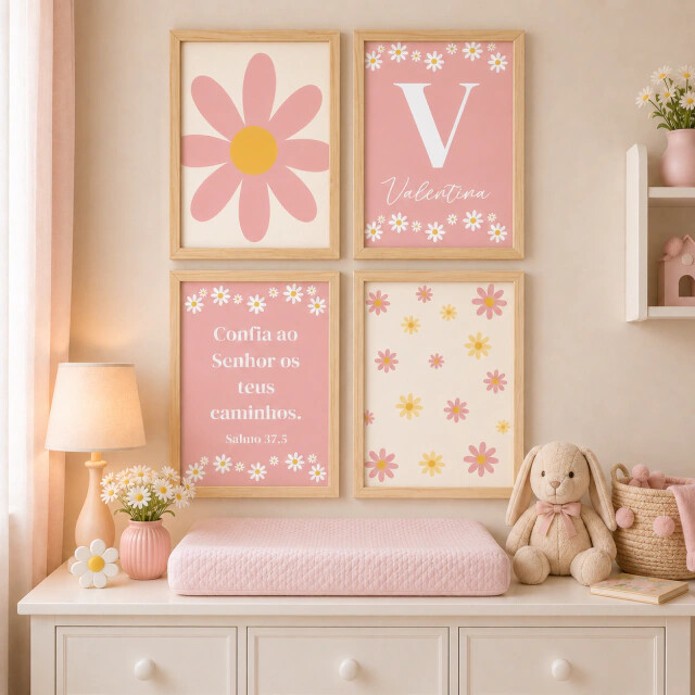 Quadro Decorativo Infantil Personalizado A4 | Margarida