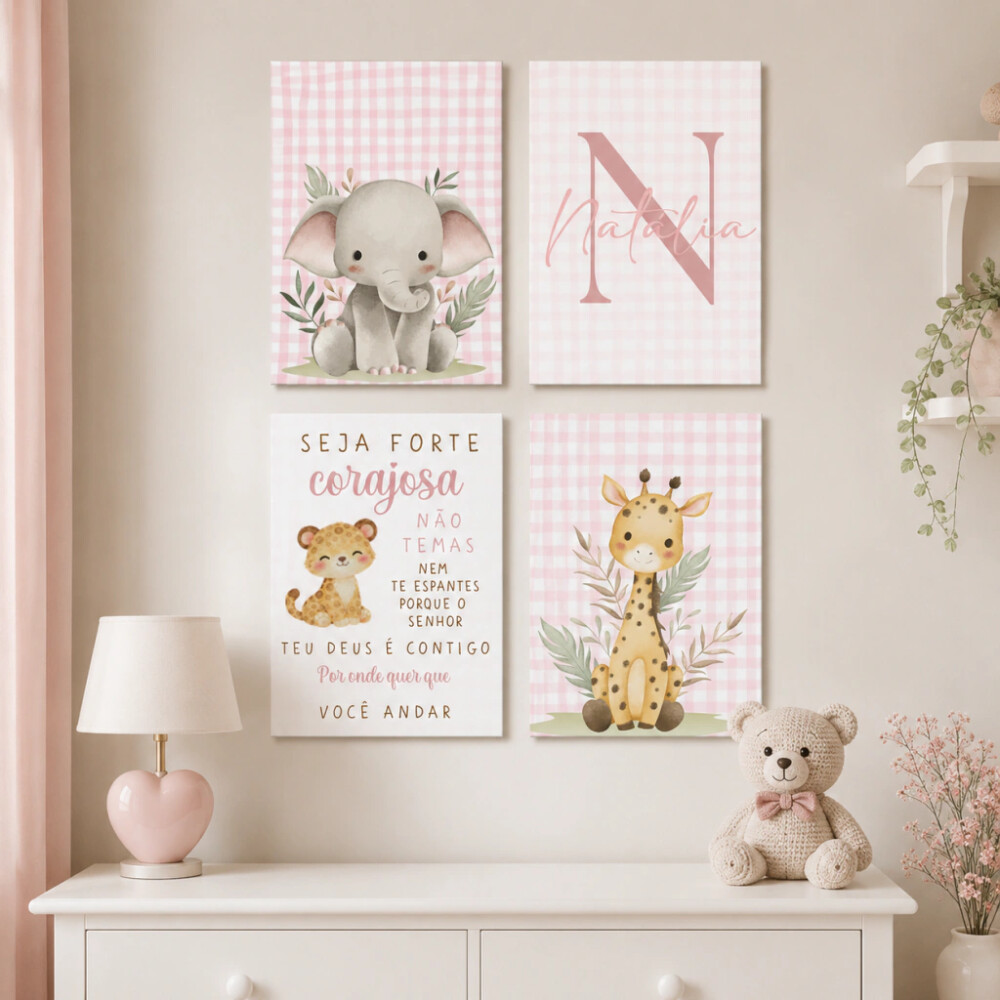 Quadro Decorativo Infantil Personalizado A4 | Safari Baby