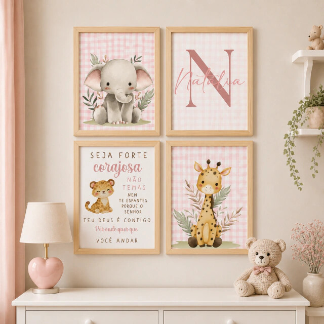 Quadro Decorativo Infantil Personalizado A4 | Safari Baby