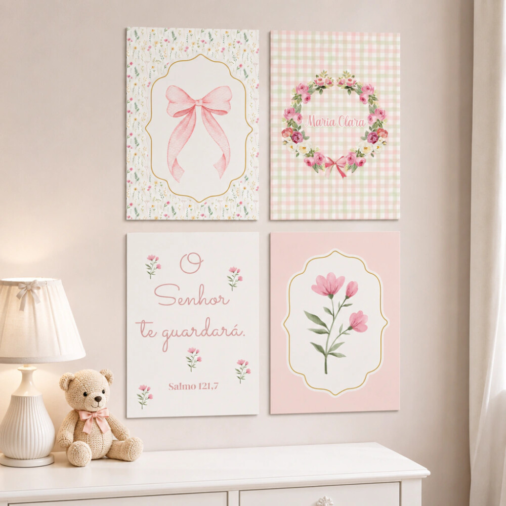 Quadro Decorativo Infantil Personalizado A4 | Floral