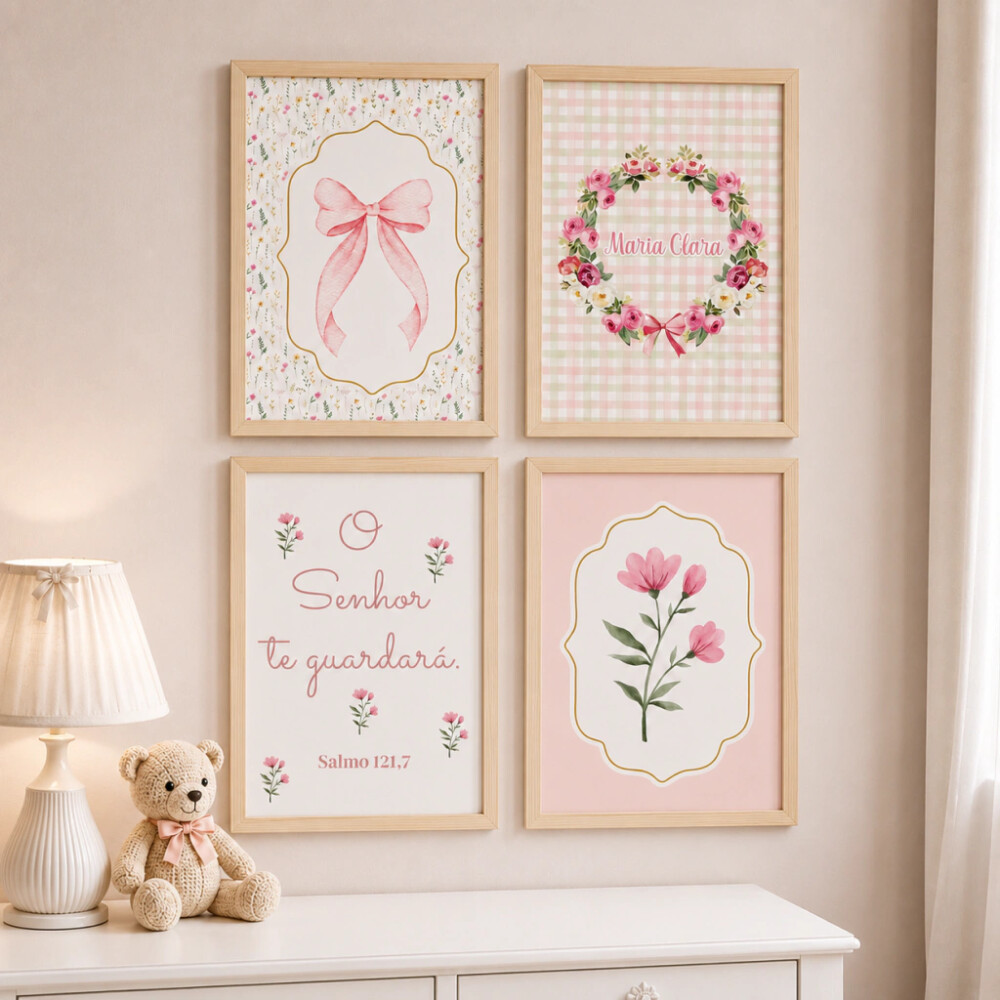 Quadro Decorativo Infantil Personalizado A4 | Floral