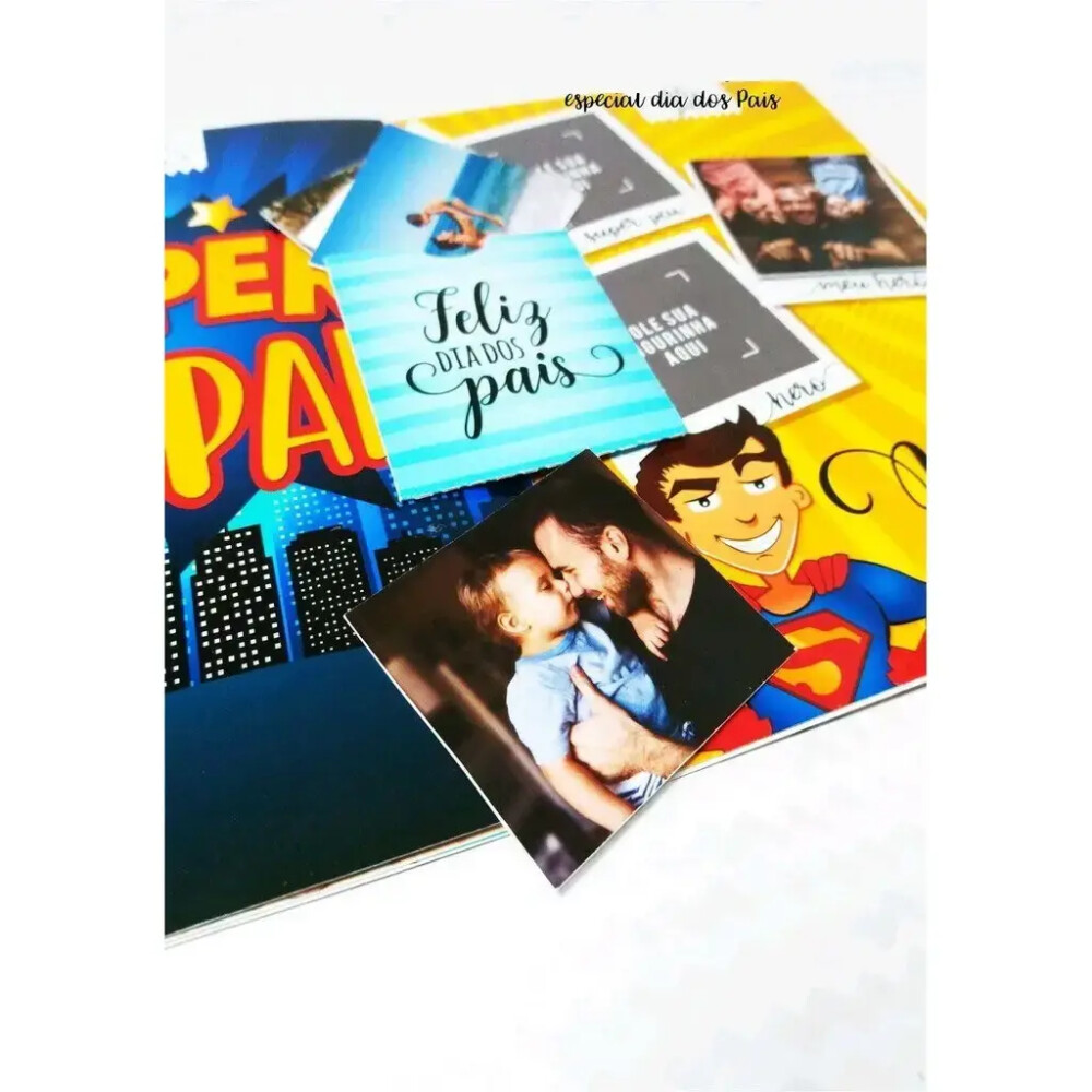 Álbum de Figurinhas Personalizado Dia dos Pais com 15 Fotos Pres