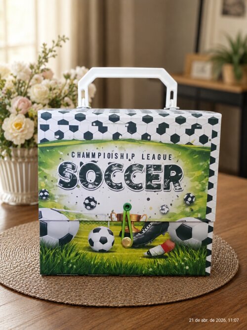 Maleta Futebol Personalizada com Nome e Tema | Lembrancinha Infantil Luxo Cartonada | Modelo 3