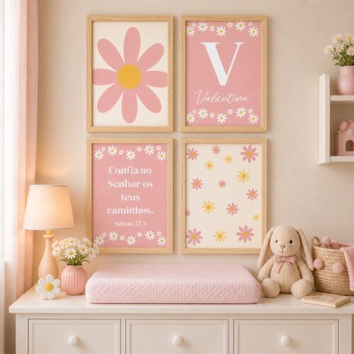 Quadro Decorativo Infantil Personalizado A4 | Margarida