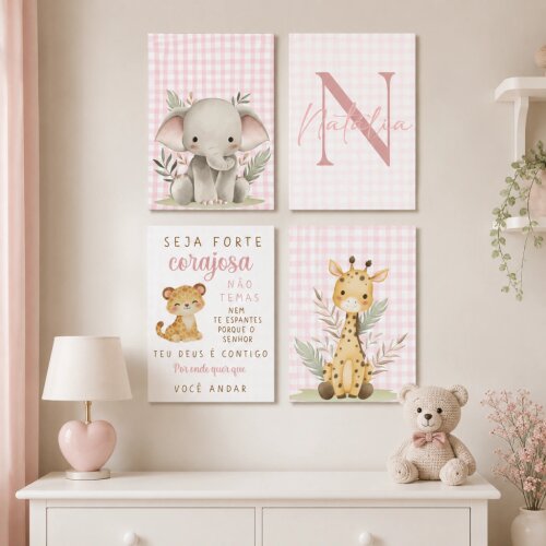 Quadro Decorativo Infantil Personalizado A4 | Safari Baby