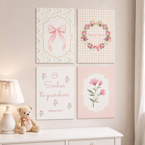 Quadro Decorativo Infantil Personalizado A4 | Floral