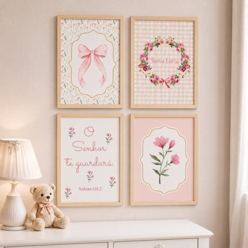 Quadro Decorativo Infantil Personalizado A4 | Floral