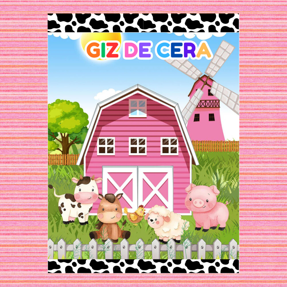 Livro para colorir Fazendinha rosa