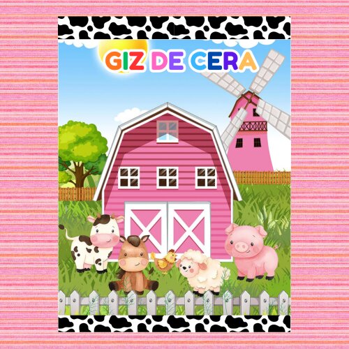Livro para colorir Fazendinha rosa
