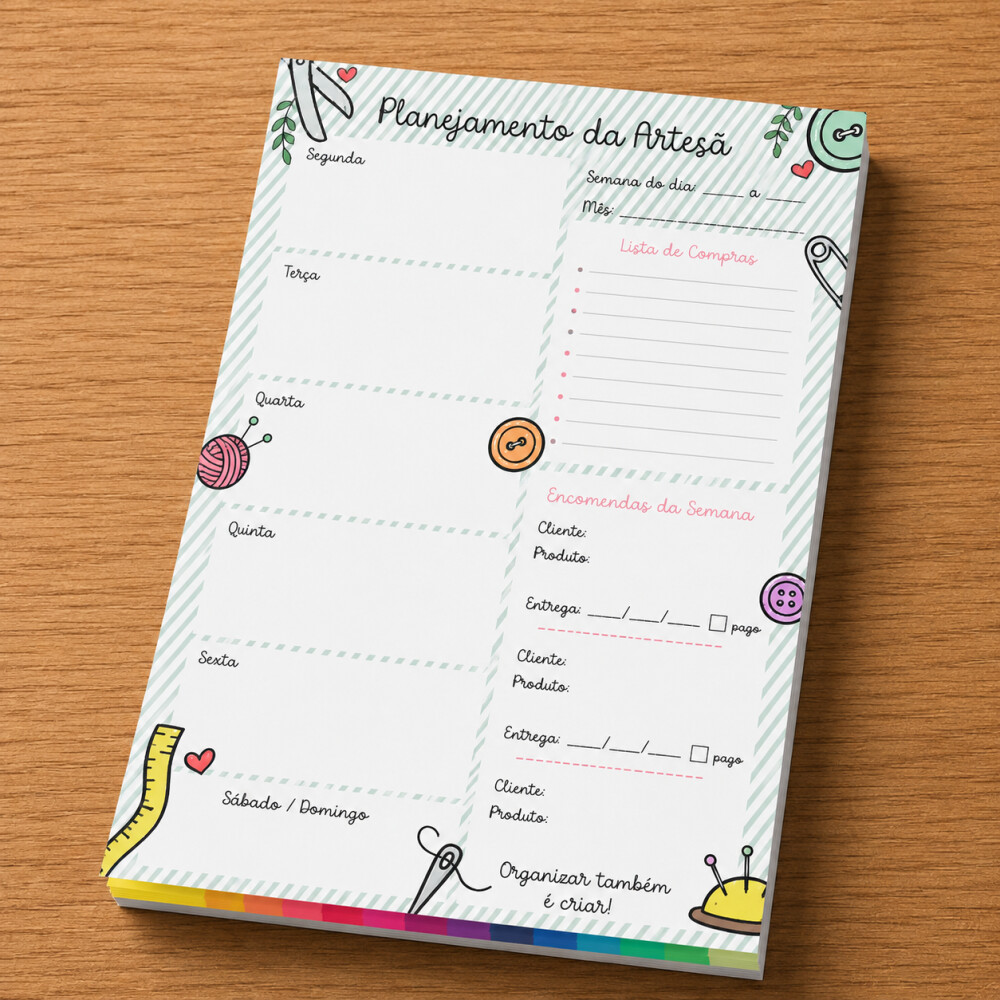 Bloco Planner Semanal - Artesãs