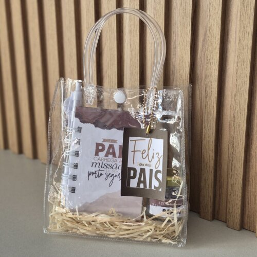 Kit Dia dos Pais - Mini Caderno + Potinho de Bençãos + Caneta
