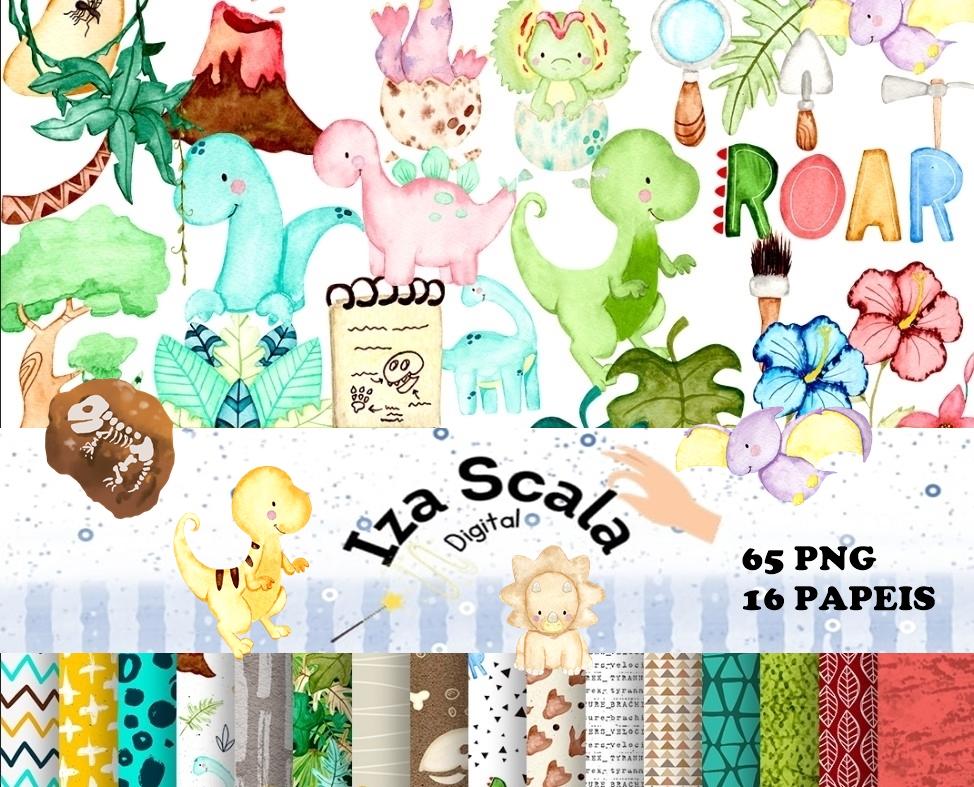Kit Digital Dinossauro Aquarela