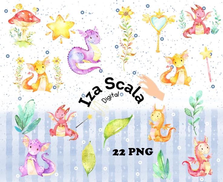 Kit Digital Dragão Aquarela