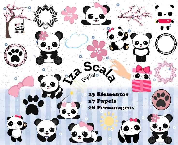 Kit Digital Panda Rosa