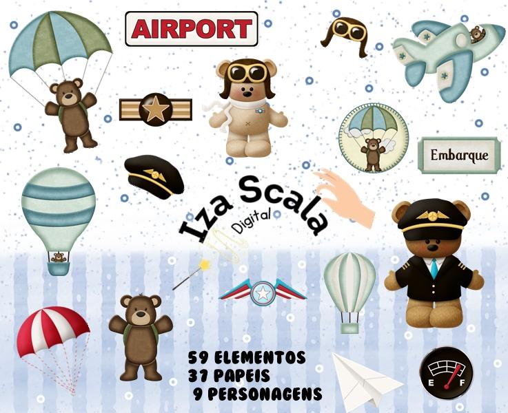 Kit Digital Ursinho Aviador
