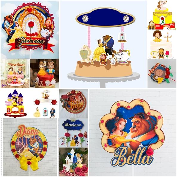 Arquivo de corte - Topo de Bolo A Bela e a Fera