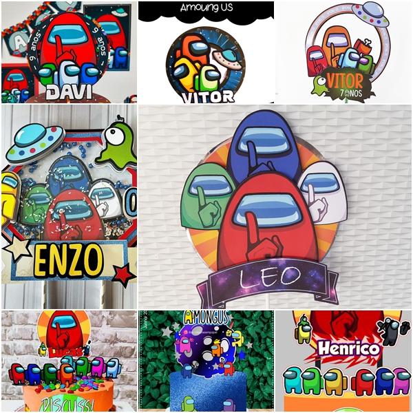 Arquivo de corte - Topo de Bolo Among Us