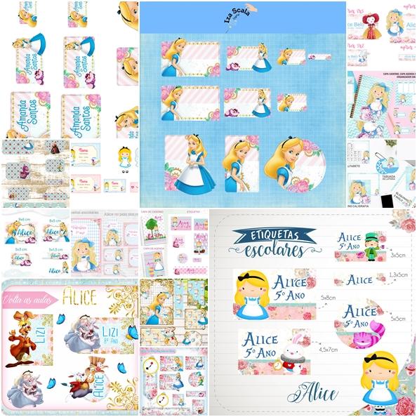 Kit Digital - Etiqueta Escolar Alice