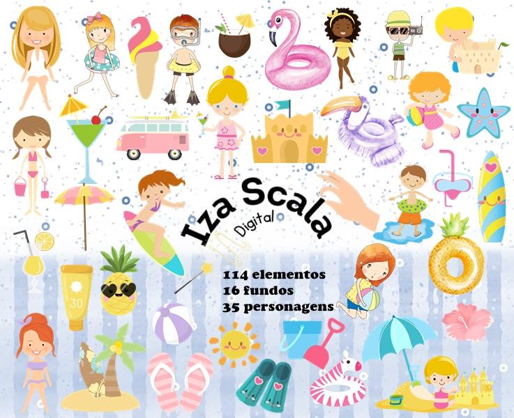 Kit Digital Pool Party Aquarela