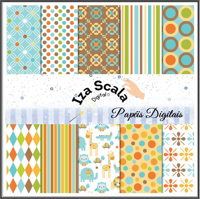 Papel Digital Zoológico Azul