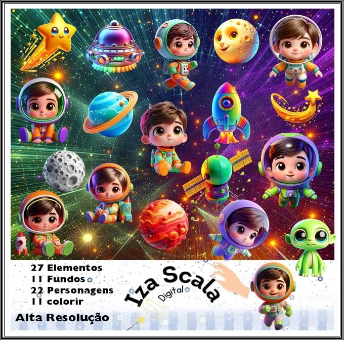 Kit Digital Astronauta Cute - IA