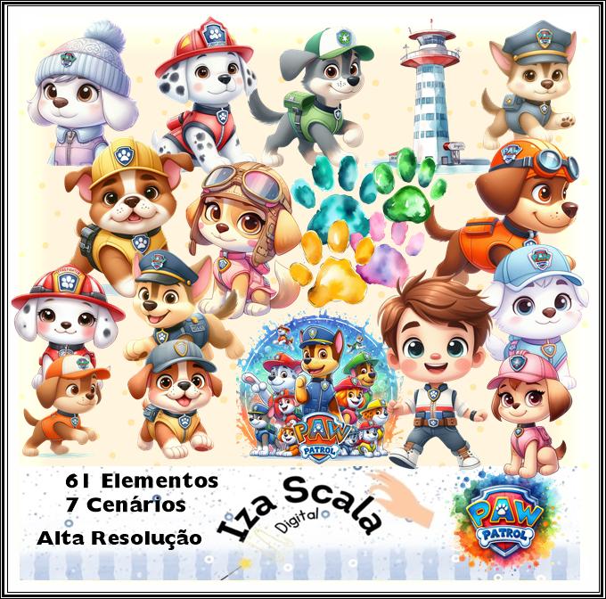 Kit Digital Patrulha Canina Aquarela - IA