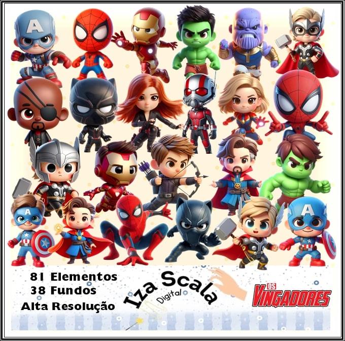 Kit Digital Vingadores Cute - IA