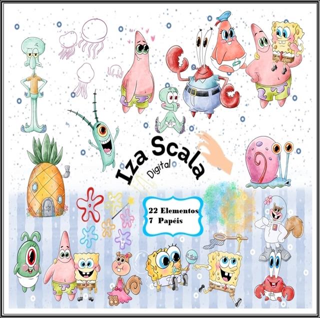 Kit Digital Bob Esponja Aquarela