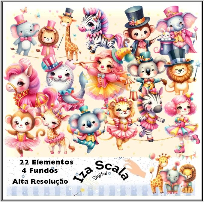 Kit Digital Circo Aquarela Menina - IA