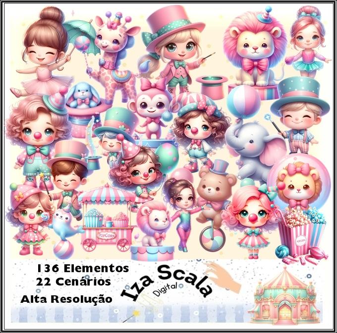 Kit Digital Circo Rosa - IA