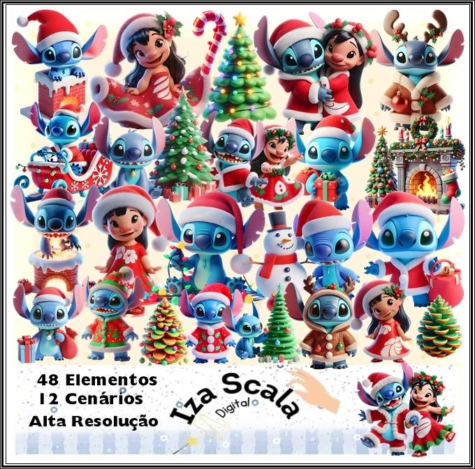 Kit Digital Natal Lilo e Stitch - IA