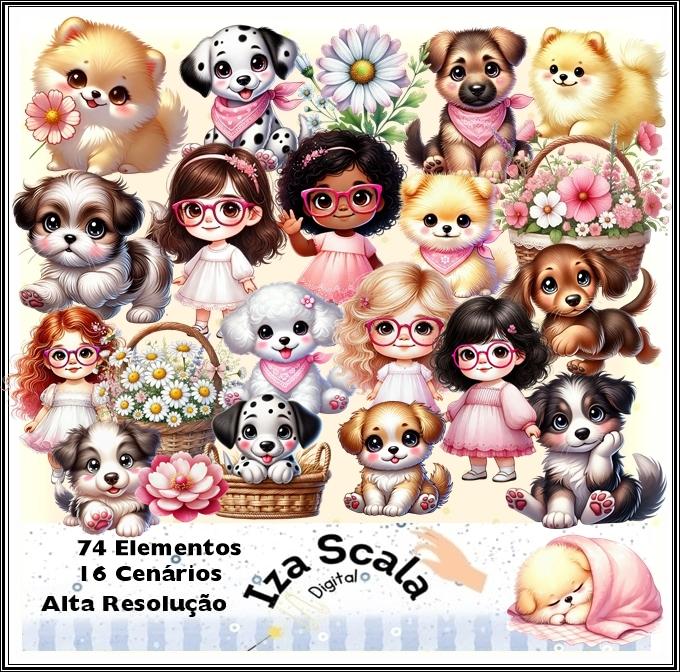 Kit Digital Cachorrinhos no Jardim - IA