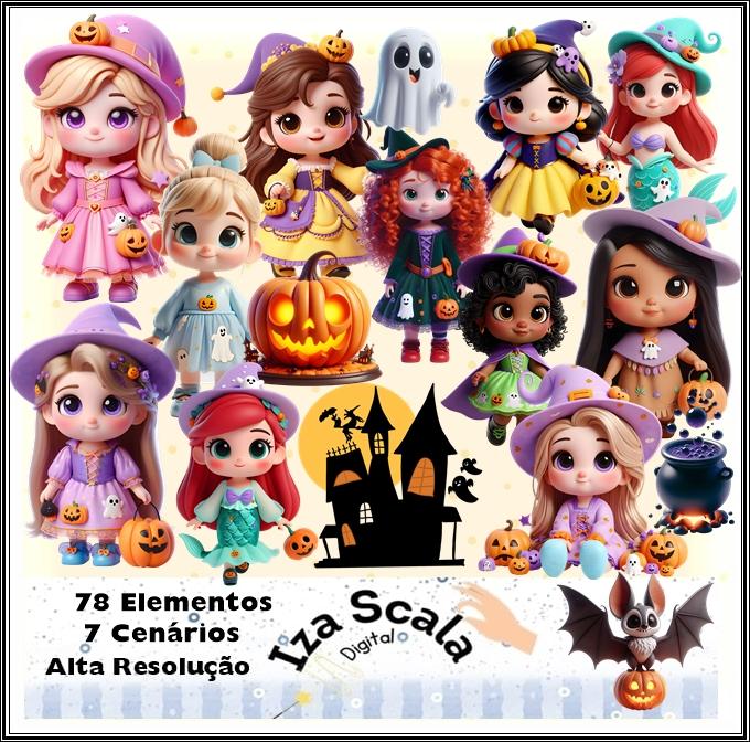 Kit Digital Princesa Cute Halloween - IA