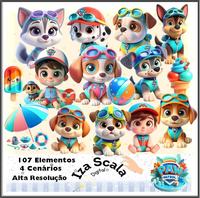 Kit Digital Patrulha Canina na Praia - IA