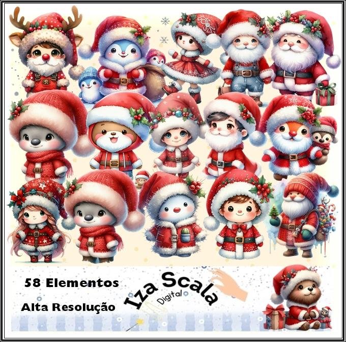 Kit Digital Natal Aquarela - 3D