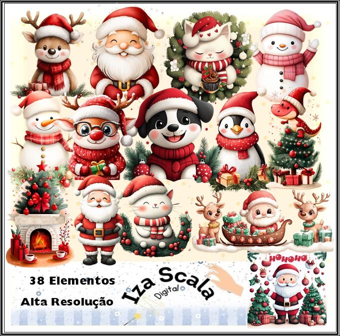 Kit Digital Natal Cliparts 3D