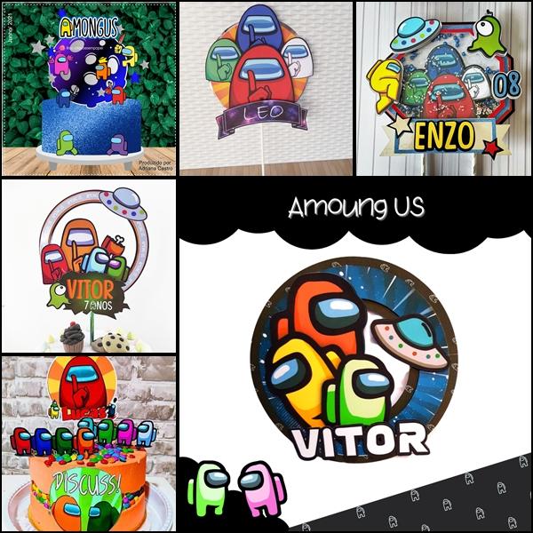 Arquivo de corte - Topo de Bolo Among Us