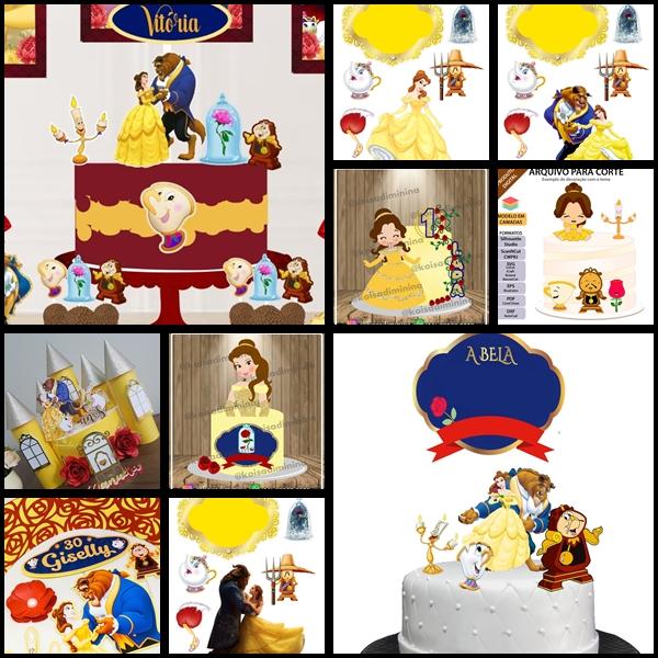 Arquivo de corte - Topo de Bolo A Bela e a Fera