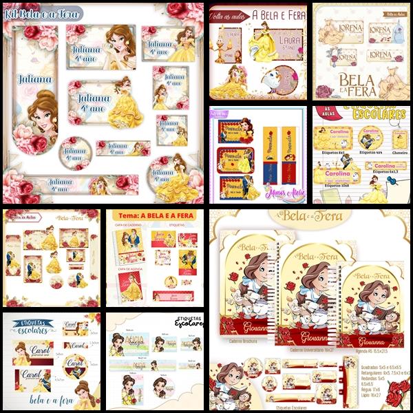 Etiqueta Escolar A Bela e a Fera